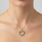 PHB38668TQ. 14K Solid Gold Diamond & Turquoise Pendant